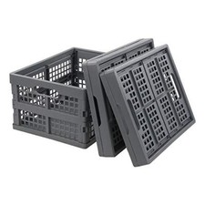 3 Packs Plastic Collapsible Crates Folding Bin 15 L Foldable Crates