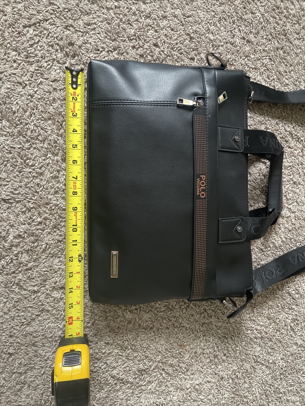 Polo Vicuña Black Leather Bag With Straps Gem