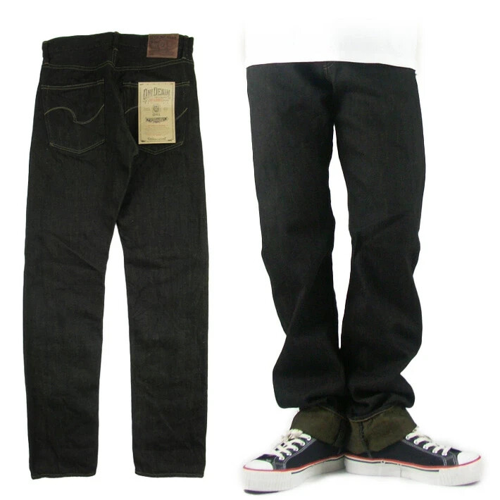 ONI DENIM 246-BKOL Neat Straight 12.5oz Selvedge Jeans Black x