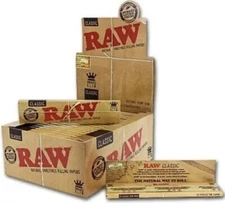 Raw Classic Slim Ultra Thin Rolling Paper, King Size Box of 50