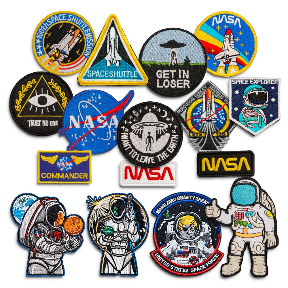 Cute Patches Set With Space Cosmonaut Planets Sun Earth Rockets