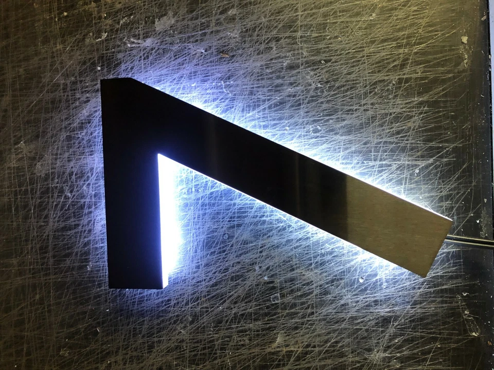 BLACK STEEL LED House Number Brushed Stainless Steel House Made to Order - Image 4 of 4