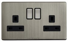 MegaSocket Screwless Slim Flatplate Light Socket & Switches BRUSHED CHROME Range