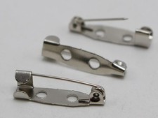 100 Silver Tone Metal Brooch Bar Pins Finding 20mm Pin Back Safety Pins