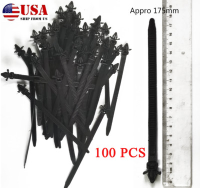 100PCS Car Nylon Push Zip Strap Wire Cable Mount Wrap Tie Fixed Fastener Clips
