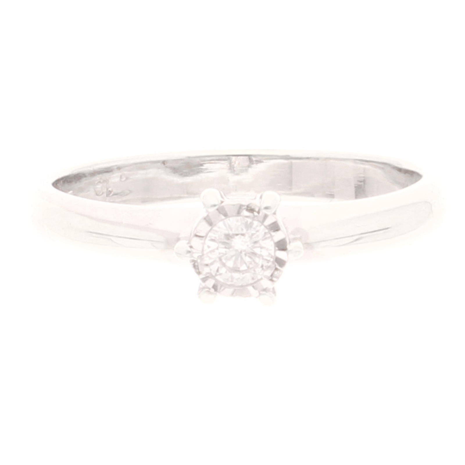 9Carat White Gold 0.10ct Diamond Solitaire Ring (Size K) 5.5x5mm Head