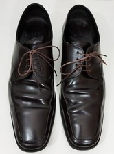 Men's Prada Lace Up Dress Derby Shoes Dark Brown Leather US 10.5 Made Italy