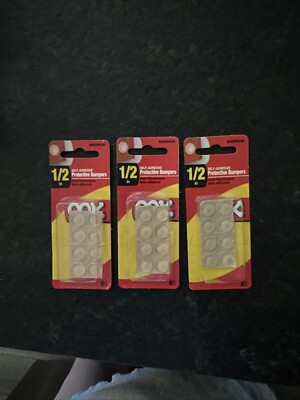 Hillman OOK 1/2in Self Adhesive Protective Bumpers Pack Of 3, 24 Pieces