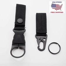 2pcs Black Molle Carabiner Water Bottle Cilps Backpack Belt Hook EDC Nylon