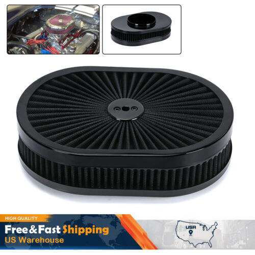 12''x2'' Washable Oval Filter Flow Air Cleaner Kit For 5-1/8" Opening Carb Inlet - 第 1/11 張圖片