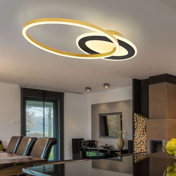 Deckenleuchte Deckenlampe Designleuchte Wohnzimmerlampe Drehbar Gold Schwarz Led-image