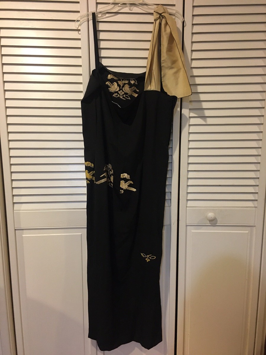 slim fit dress slacks Whimsical Black and White Gown with Birds Motif main image 0