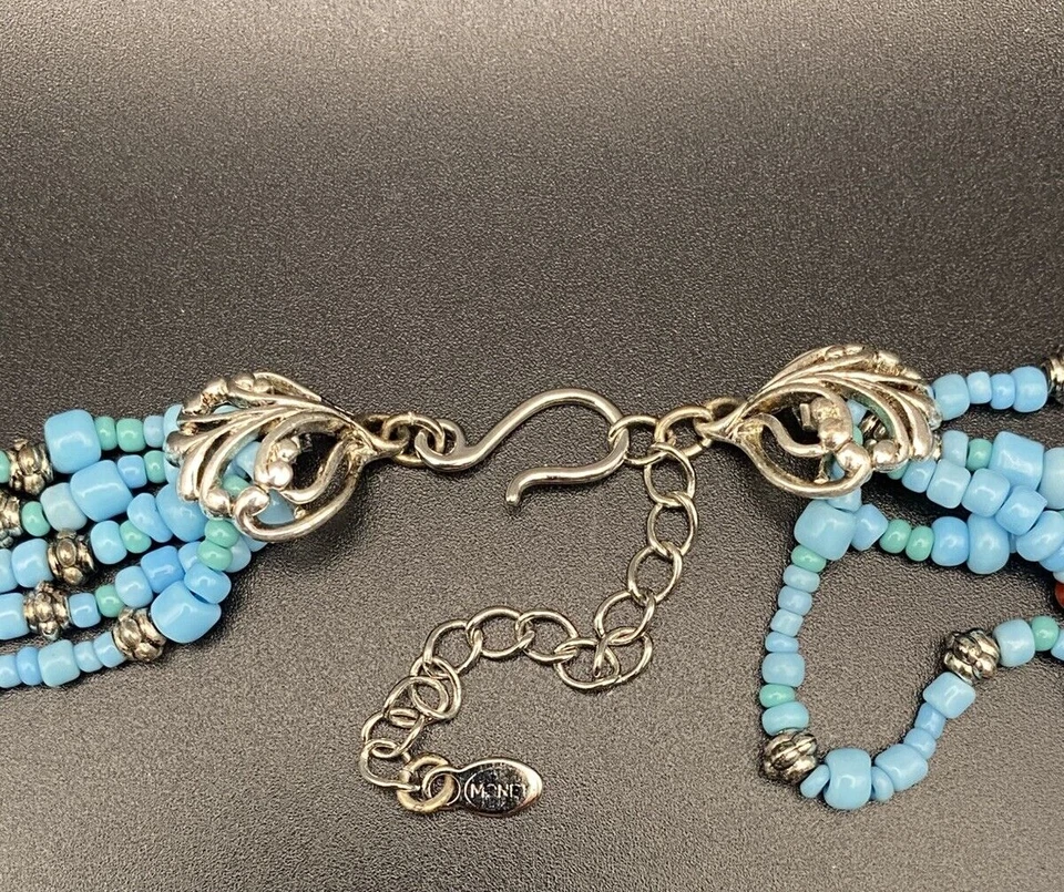 Ожерелье Моне бирюзового цвета с несколькими нитями бабочка серебристый тон подвеска 16+2 дюйма - Изображение 4 из 4