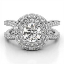 1.65 Ct Round Moissanite Engagement Proposal Ring 14K Solid White Gold Size 7 8