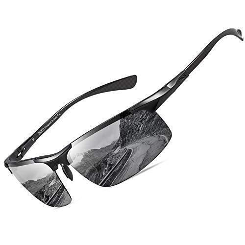✅ Herren Polarisierte Sonnenbrille mit Metallrahmen und Kohlefaser Brille UV400 - Bild 1 von 9