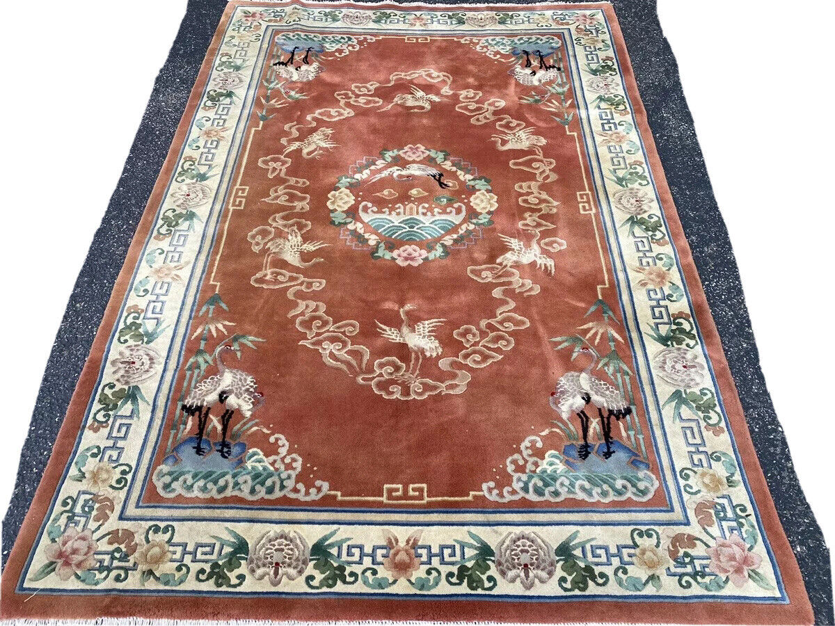 Circa 1960's MINT ART DECO  CHINESE DESIGN RUG 9x6 ROOM SIZE Handwoven