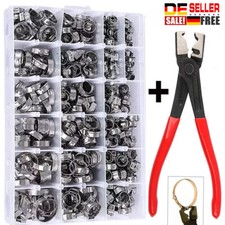 130tlg 1 Ohr Schlauchschellen Zange Set 7-21mm Schlauchklemmen Schlauchbinder DE