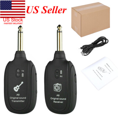 Guitar Wireless System Transmitter Receiver Built-in Rechargeable Battery Bass