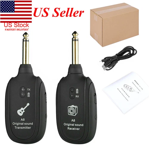 Guitar Wireless System Transmitter Receiver Built-in Rechargeable Battery Bass - Picture 1 of 5