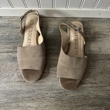 Sole Society Dolven Suede Sling Back Sandals Peep Toe Size 9