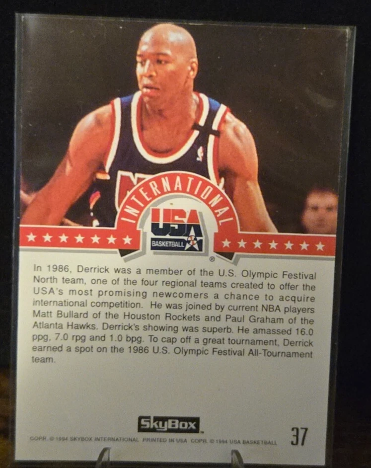 Sky Box - 1994 - Derrick Coleman - #37 Team USA - International - Card - Image 2 of 2