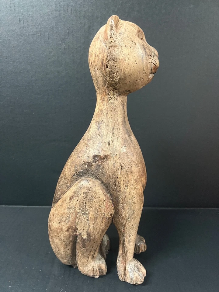 CARVED WOOD PAPER MACHE MOLD/SCULPTURE OF CAT #C128 - Image 4 of 4