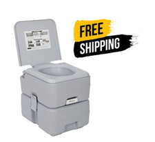 Portable Toilet 6.6 Gallon 20L Flush Travel Camping Outdoor Indoor Commode Potty
