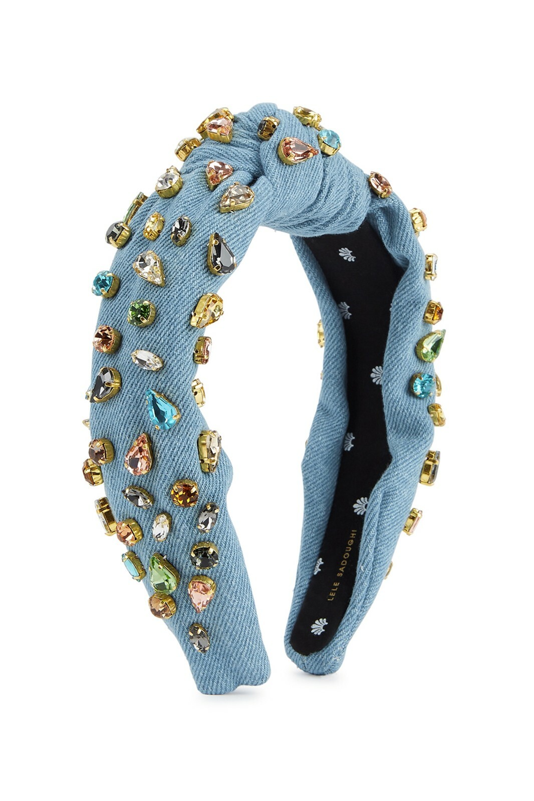 Lele Sadoughi Women's Light Blue Candy Embellished Denim Headband Very Rare! image 6