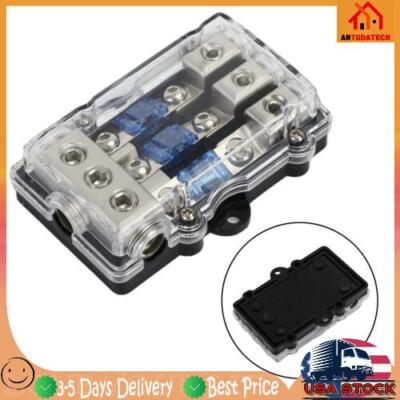Copper 0/2/4 Gauge to 4/6/8 Gauge 60 Amp 3 Way Mini ANL Blade Fuse Block Holder.