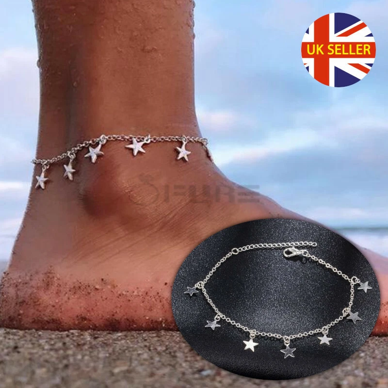 Silver star anklet sale