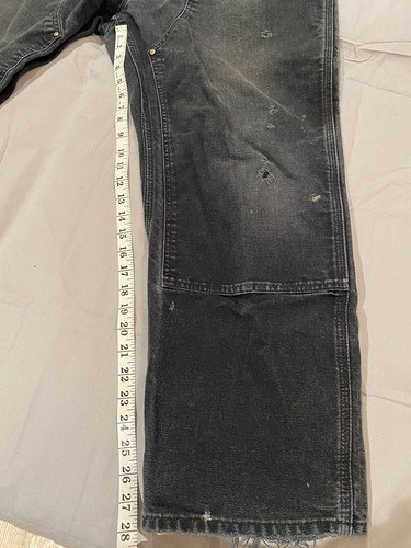 Carhartt Double Front Knee Black B01 - BLK Pants Distressed Vintage Paint 42x30 - Picture 11 of 23
