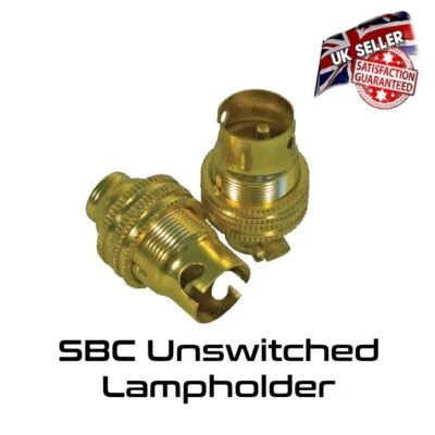 UKELECTRICAL Brass Lamp Holder UN Switched - Small Bayonet SBC - 1/2" Bulb Holder *UK Stock*