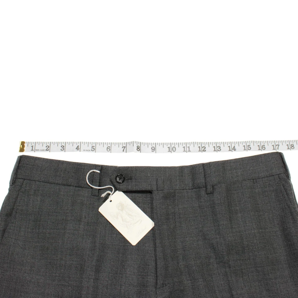 Pantalones de vestir Belvest nuevos con etiquetas Super 110's lana frente plano talla 50 (34 EE. UU.) en gris Foto 3 de 4