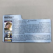 G.I. JOE MAVERICK Filecard VECTOR Pilot Original 1987 Vintage HASBRO ARAH - J1