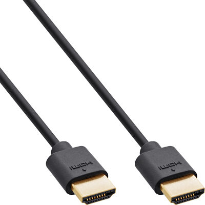 Slim Ultra High Speed HDMI  Kabel, 8K4K, Stecker / Stecker, schwarz / gold, 0,5m