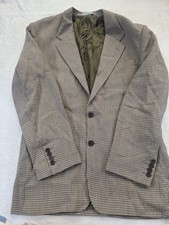 Vintage Bachrach Blazer 48R Made In Italy 100 Virgin Wool Brown Geometric Sport