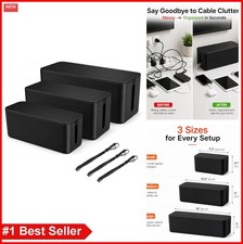 Set of 3 Cable Management Boxes Large Medium Small Cord Organizer Hide Power