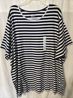Plus Size Croft & Barrow Essential Crewneck Tee Size 5X Navy Classic Stripe