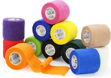Cohesive Bandage Wrap - 12 Packs, 2" X 5 Yards, Non-Woven, Mixed Colors