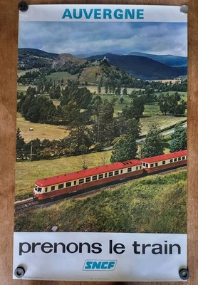 Affiche SNCF 1974 Prenons le train Auvergne 62 x 100 cm - Photo 1/4
