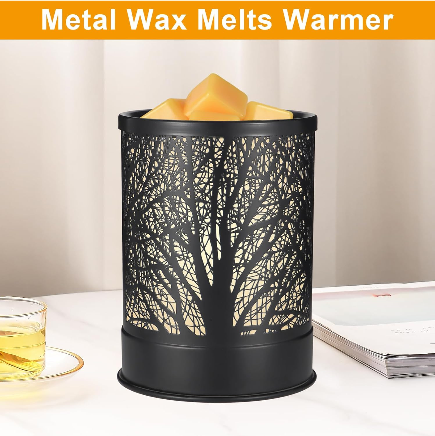 Metal Wax Melts Warmer, 2-In-1 Electric Scented Candle Wax Melter and Cubes, Aro