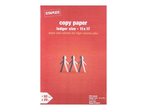 Staples 11" x 17" Copy Paper 20 lbs 92 Brightness 500/Ream (190450) 512211 - Picture 2 of 3
