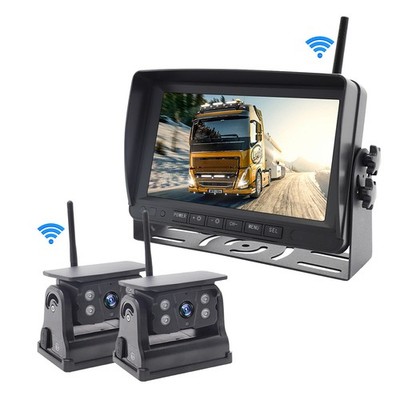 2x Solar Rückfahrkamera Einparkhilfe Funk Kabellos Mit 7 Zoll Monitor LKW RV Bus