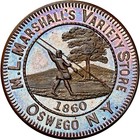 1860 Oswego New York Merchant Token M L Marshall Fishing Tackle NGC MS66 PL — photo 1