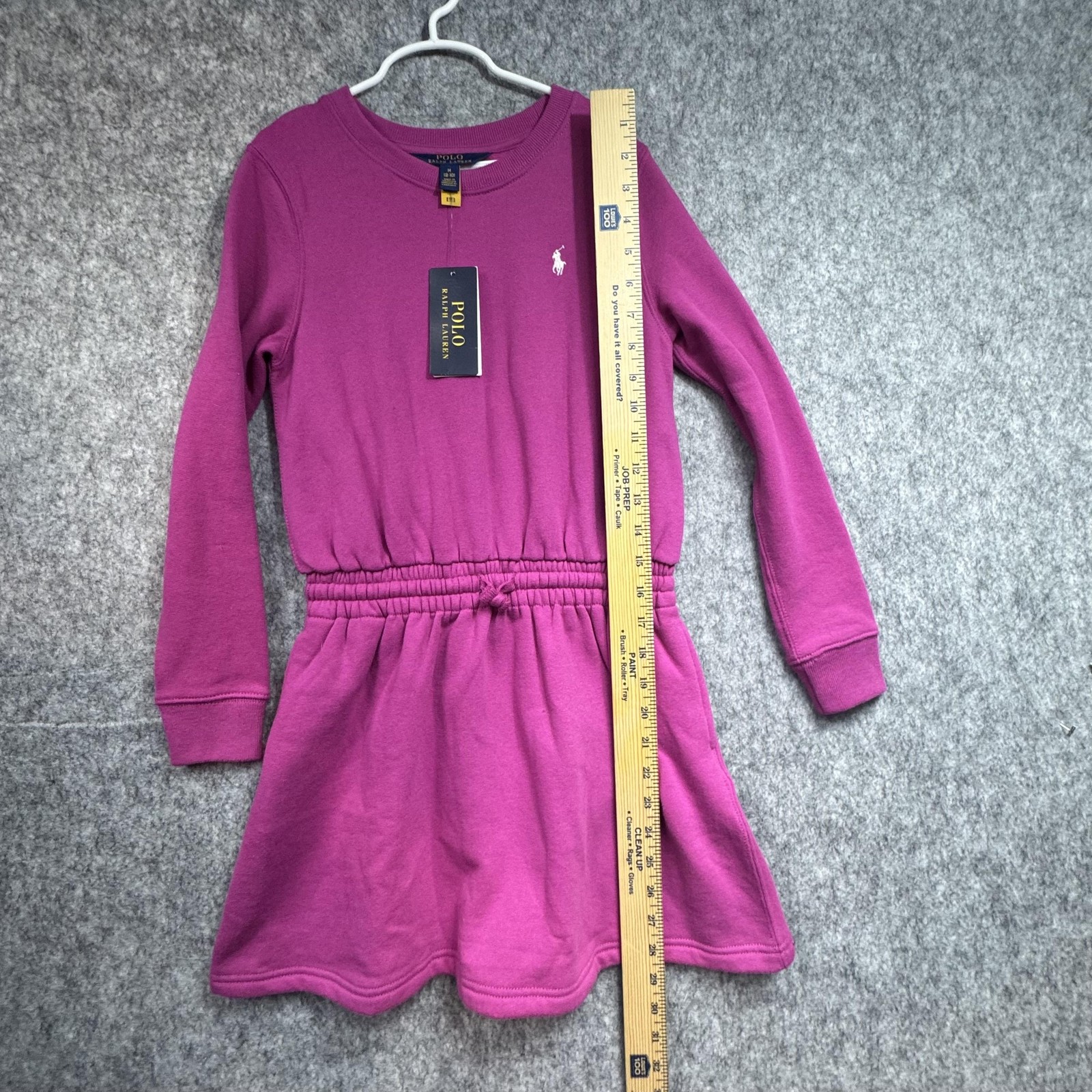 Polo Ralph Lauren Dress Girls M (8-10) Pink Sweatshirt Long Sleeve Elastic Waist thumbnail 6