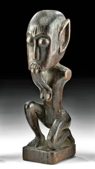 19th Cent. Borneo Dayak Figure w/ COA 11" Kalimantan Dayak peoples, Bahau piece - Image 2 of 4