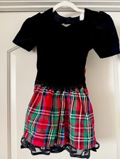 Vintage Christmas Holiday Dress Velvet And Plaid Girls Size 6 Short Sleeved