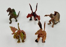Lot of 5 - Vintage Plastic Dragons  Godzilla Creatures - 2"-3"