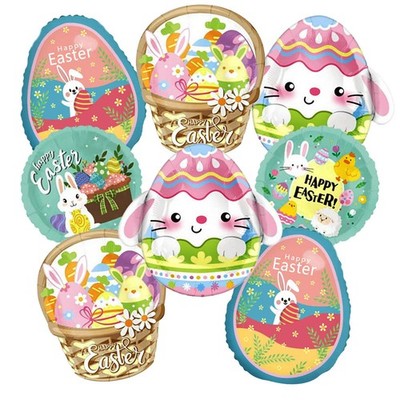 8 Pcs Easter Balloon Set   Bunny, Carrot, Chick, Egg Mylar Foil Balloons, Per...