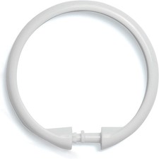 Smooth Plastic Shower Curtain Rings Set of 12 White Rust-Proof Easy Snap Closure